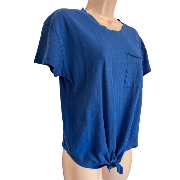 Caslon Blue Marmara Size XS Pocket Tee Shirt NWT Knot Hem Short Sleeve $30 - Picture 5 of 7